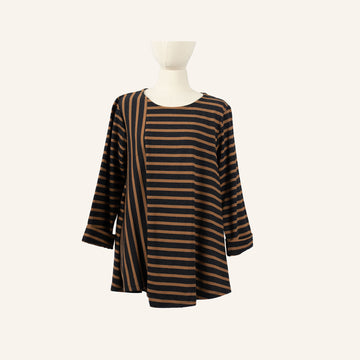 WOMEN SHIRT BLACK WITH TOBACCO LINES - 224367