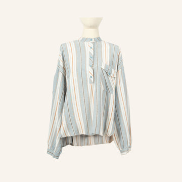 CHEMISE / TUNIQUE - BLUE & BROWN - 1100621COT