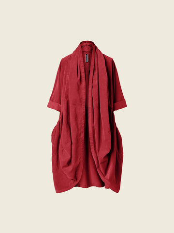 VOLUMINOUS VELVET CARDIGAN - 124289 - BORDEAUX