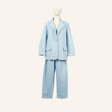 VESTE GILET - LIGHT BLUE, BROWN & DARK BLUE - 23092