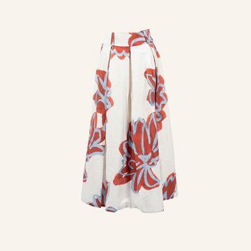 JUPE/SKIRT - OFF WHITE & MAROON - 8049