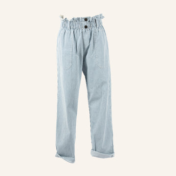 PANTALON - WHITE & SKY BLUE - 61103COTON