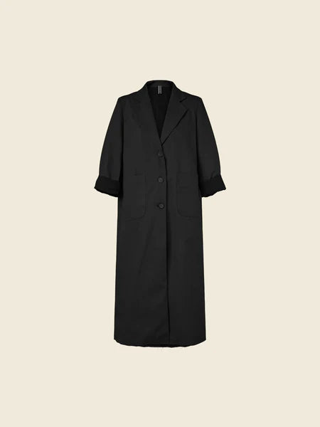 LONG COAT IN COTTON FABRIC WITH REVER COLLAR - 221660 - KHAKI