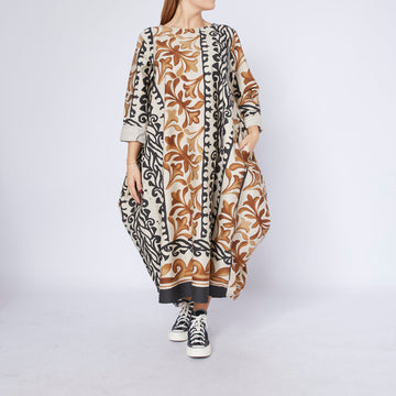 WOMAN DRESS - BLACK AND CREAM PATTERNED FABRIC - 224243