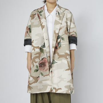 WOMAN JACKET - BEIGE WITH PINK FLOWERS - 224381