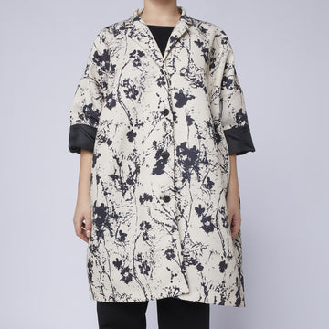 WOMAN JACKET - CREAM AND BLACK PATTERNED FABRIC - 224401
