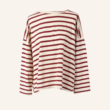 TEE SHIRT - BORDEAUX & CREAM - 2442