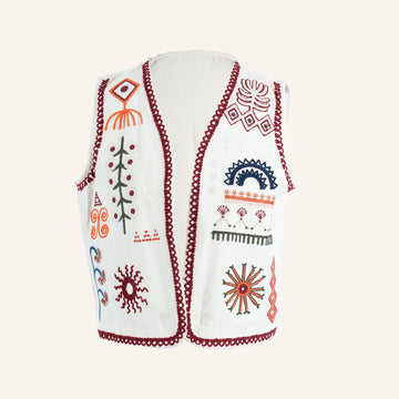 VESTE GILET - CREAM & MAROON - 4862505