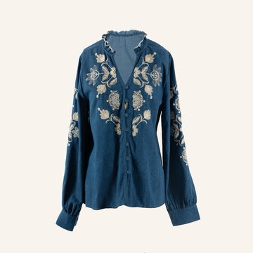 CHEMISE/TUNIQUE - BLUE & CREAM - WH3347