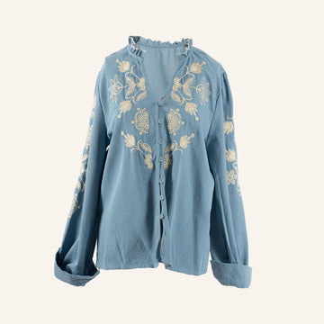 CHEMISE/TUNIQUE - LIGHT BLUE & CREAM - WH3347
