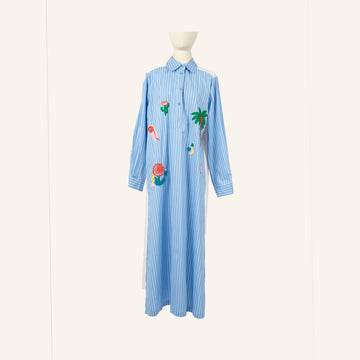 ROBE/DRESS - WHITE & BLUE - IS3100146B-STICK