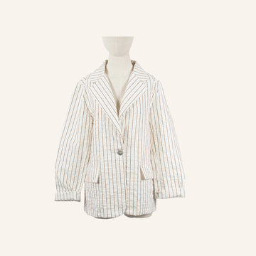 VESTE GILET - OFF WHITE & BROWN - 23092
