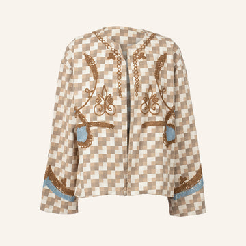 VESTE GILET - BROWN & WHITE - C011267