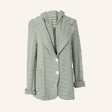 VESTE GILET RAYURE - WHITE & GREEN - 524658