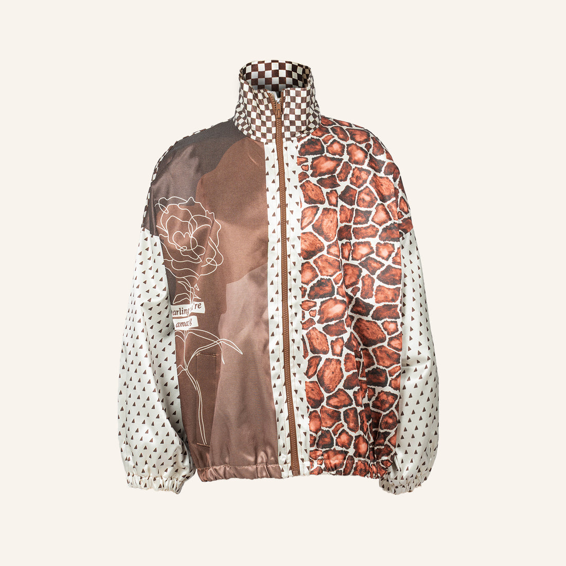 VESTE GILET - BROWN & CREAM - 9834