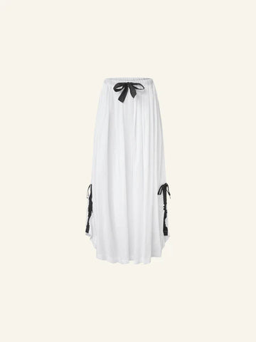 LONG SKIRT WITH CONTRAST DRAWSTRING ON THE SIDE - 800043