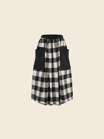 B/W CHECK SKIRT WITH BIG PATCH POCKETS -800101