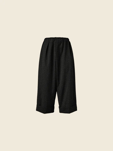 CULOTTE PANTS WITH TURN-UP HEM-Black 824066
