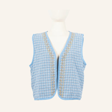 VESTE GILET - LIGHT BLUE & GOLD - 5000131AFIL