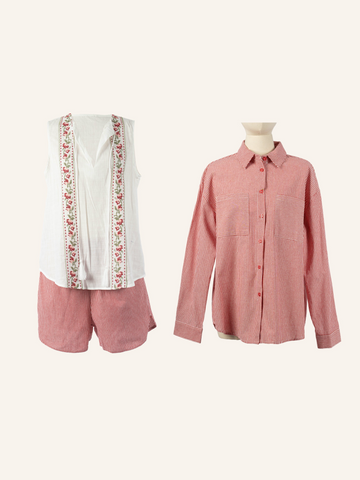 CODE ART (Top & Short Set) - WHITE & PINK - 4862502-TUSET