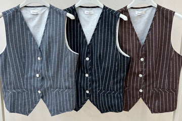 GILET MD7089 DARK BROWN
