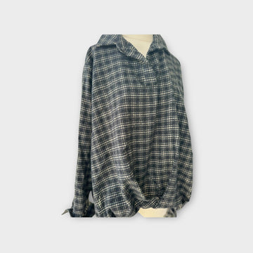 WOMEN BLOUSE TARTAN NAVEY & BEIGE - 224310