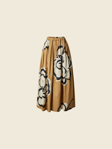 SKIRT WITH BIG FLOWERS - BEIGE - 825004