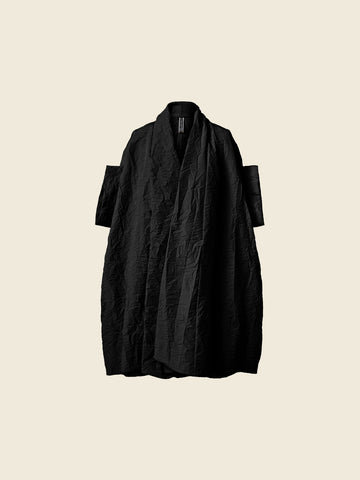 OVERCOAT NI WRINKLED FABRIC - BLACK - 124280