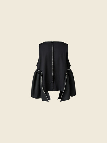 TOP WITH SIDE ROUCHES - BLACK - 124287