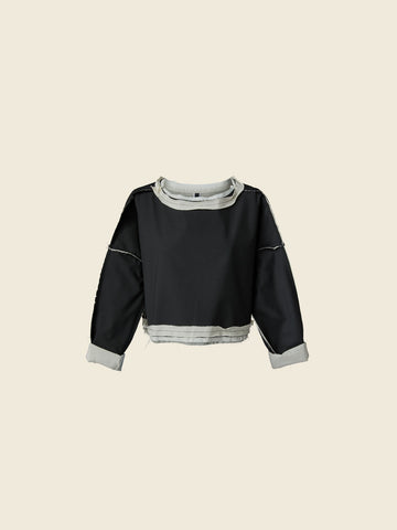 CROP TOP WITH EXTERNAL SEAMS - BLACK - 124288