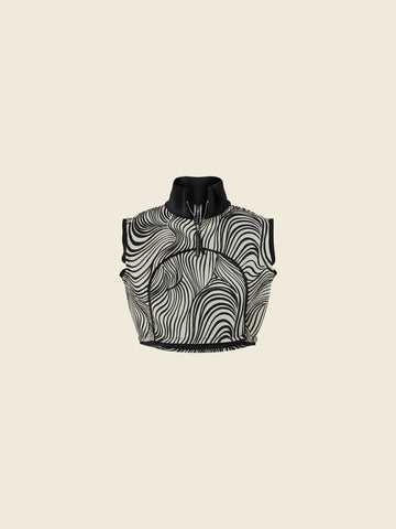 ZEBRA PRINT NEOPRENE TOP - BLACK - 125003