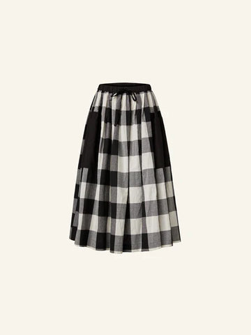 B/W CHECK SKIRT WITH BIG POCKETS - BLACK AND WHITE - 792026
