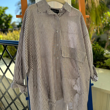BLUSA - BROWN STRIP BLOUSE -11777
