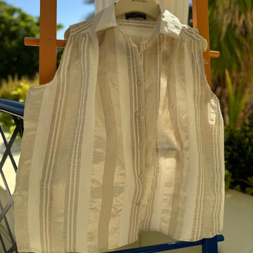 TOP - BEIGE STRIPED - H501