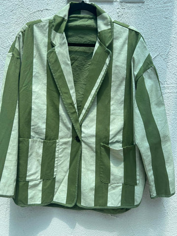VESTE GILET - OLIVE GREEN & CREAM - C0200012TOSC