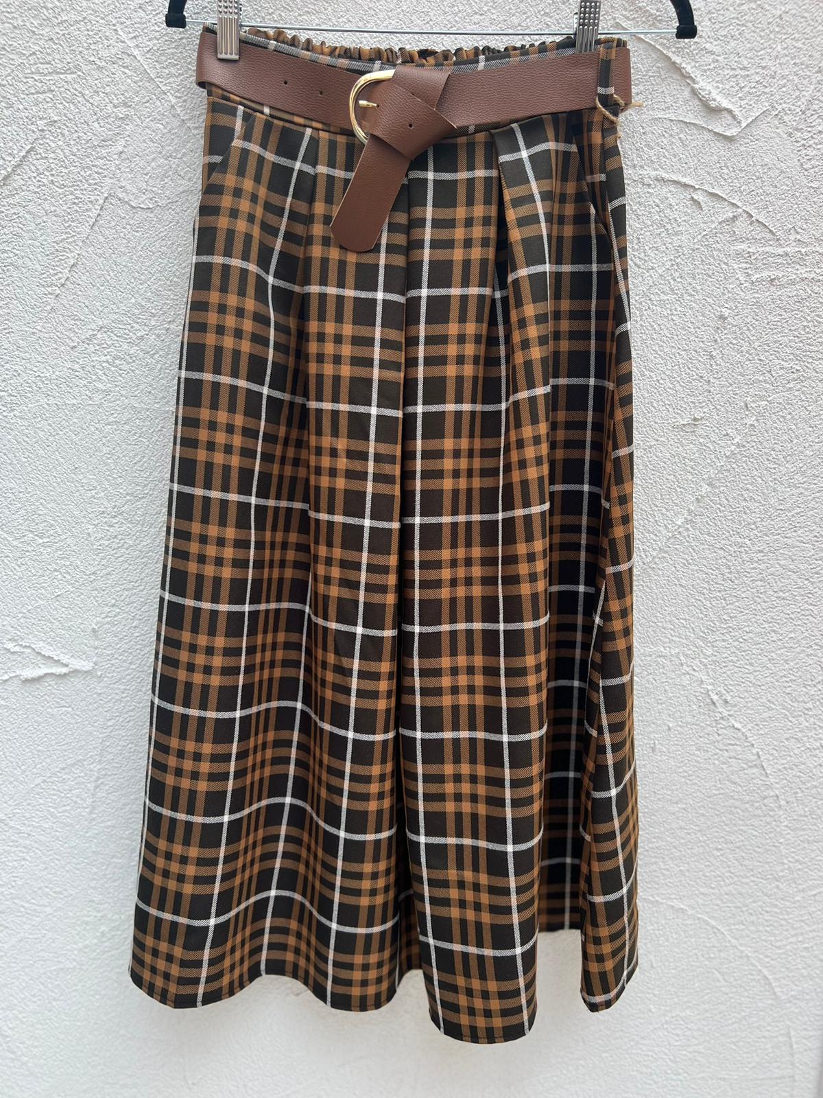 JUPE/SKIRT - BROWN & WHITE - 52123POST