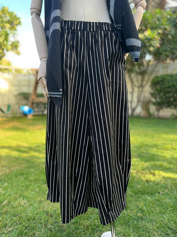 Black And White Strip Pantalon A Rayas -43C8 -791812