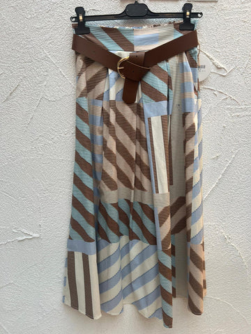 JUPE/SKIRT - BROWN, BEIGE & SKY BLUE - 52123PC11