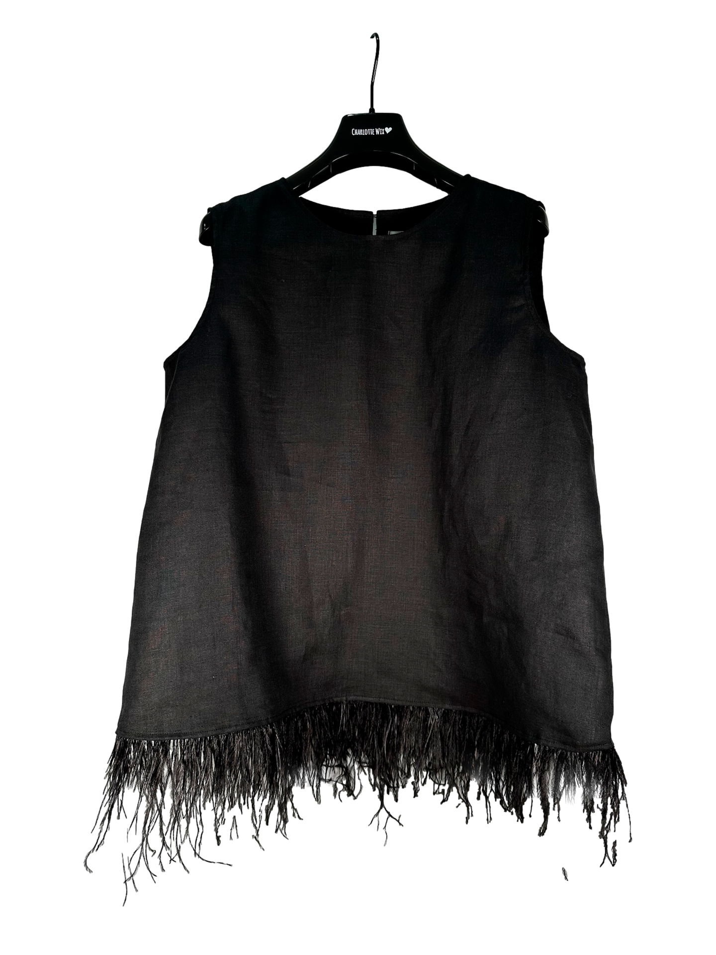 Feathers Top - Black Linen