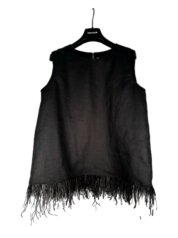 Feathers Top - Black Linen