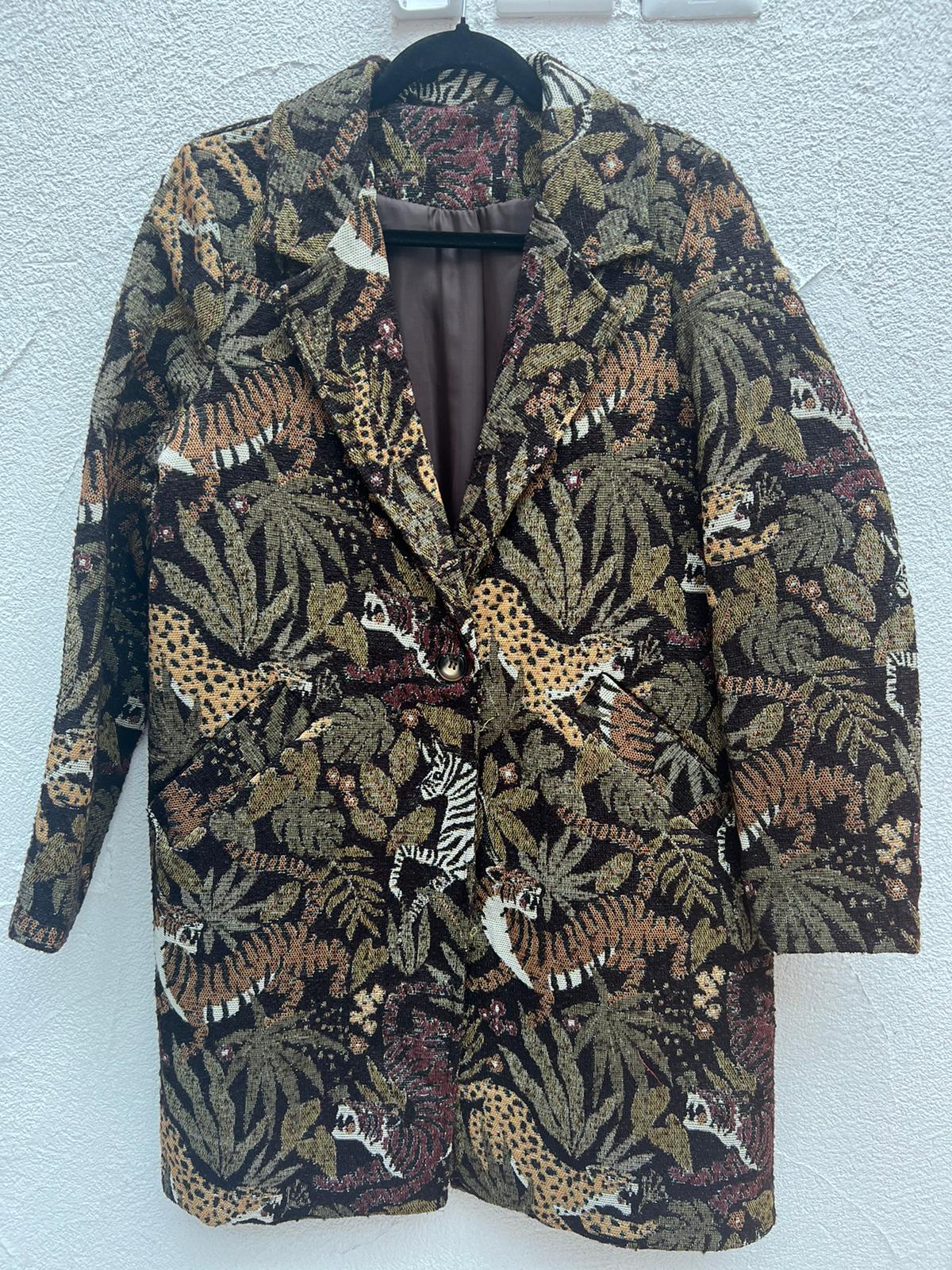 MANTEAU/PANCHO-COAT - OLIVE GREEN & BROWN - G807JQ5