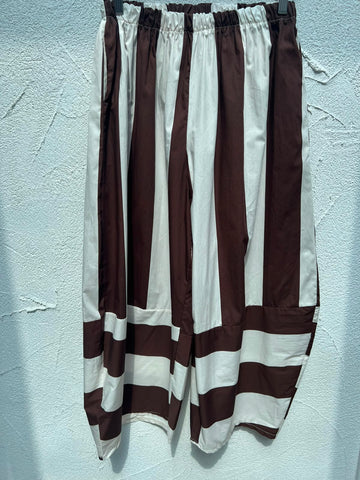 WOMEN'S PANTS - BROWN & WHITE - H4957-C12