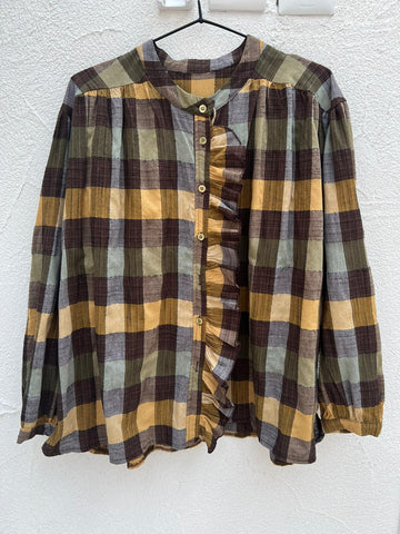 CHEMISE/TUNIQUE - BEIGE & OLIVE GREEN - 19789-8316