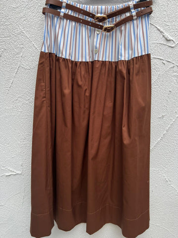 WOMEN'S SKIRT - DARK BROWN - A6409-G4