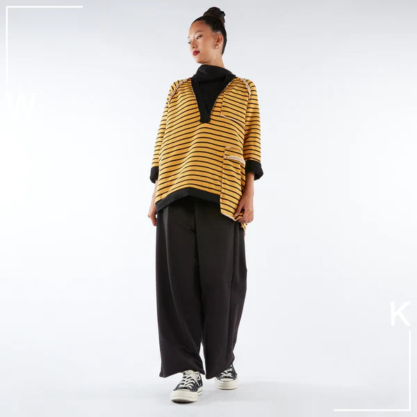 MUSTARD - STRIPED SWEATSHIRT WITH POLO NECK - 110480