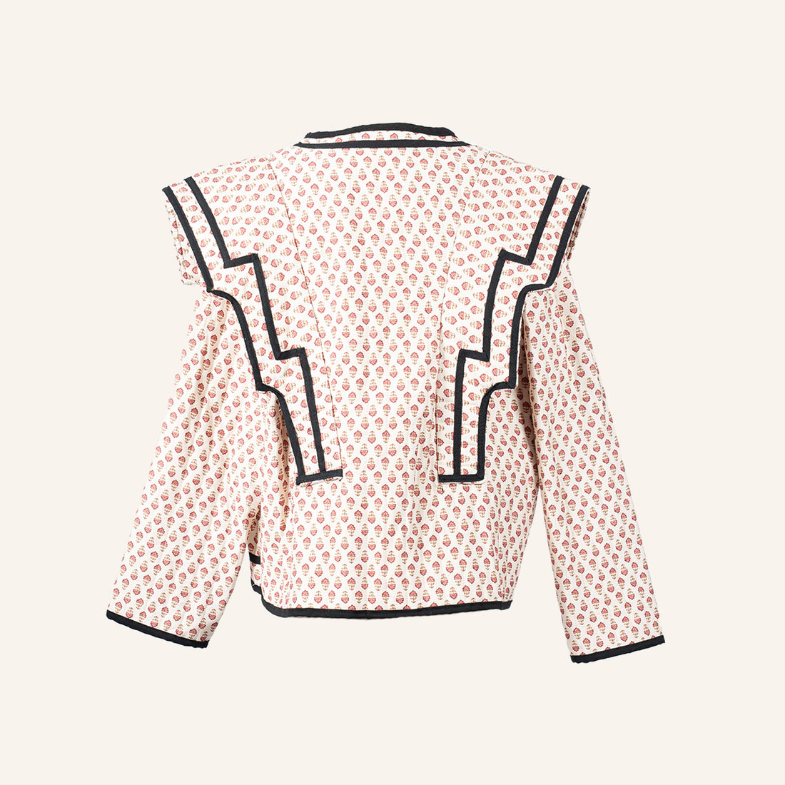 VESTE GILET - OFF WHITE, PINK & BLACK - 32036-21