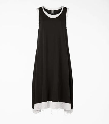 SLEEVELESS SWEATSHIRT DRESS WITH ECRU FABRIC EDGES