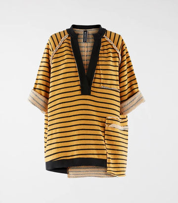 MUSTARD - STRIPED SWEATSHIRT WITH POLO NECK - 110480