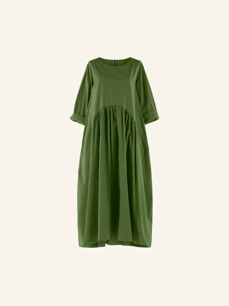 MILITARY GREEN - LONG VOLUMINOUS DRESS - 110481