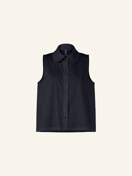 NAVEY BLUE - SLEEVELESS POPLIN SHIRT - 110767